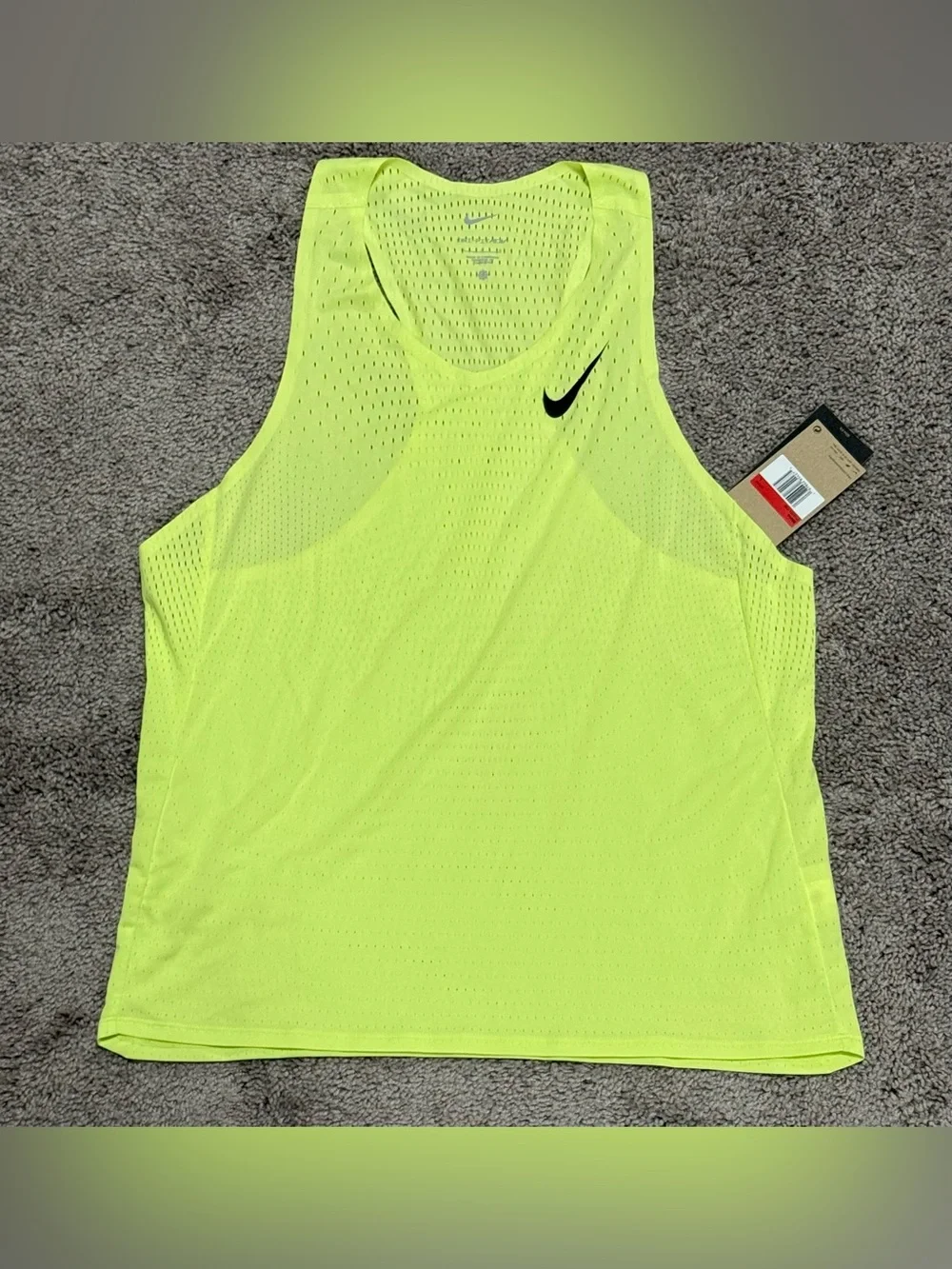 SAMPLE Nike AeroSwift Dri-FIT ADV Singlet Lemon Twist FN4231-736 Mens Size L